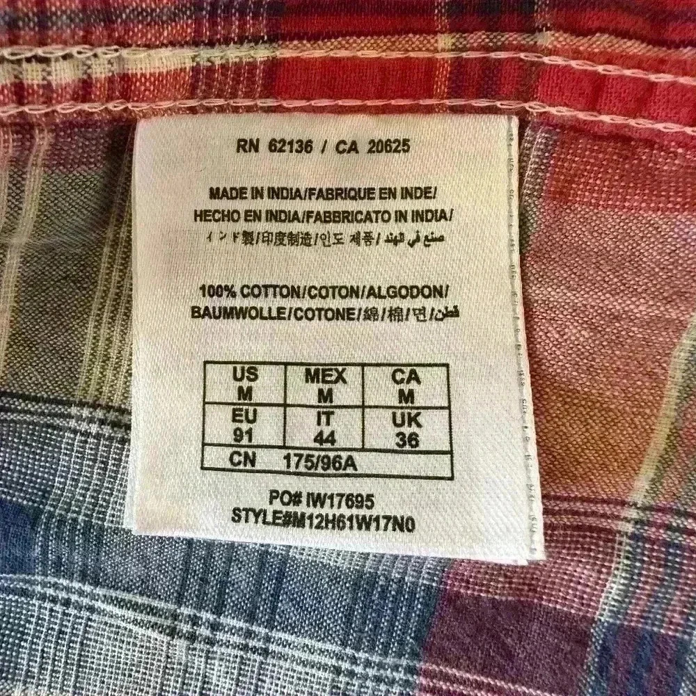 Guess Jeans Men's Clyde Plaid Button Pocket Shirt Long Sleeve Check Blue Size M - Picture 7 of 8